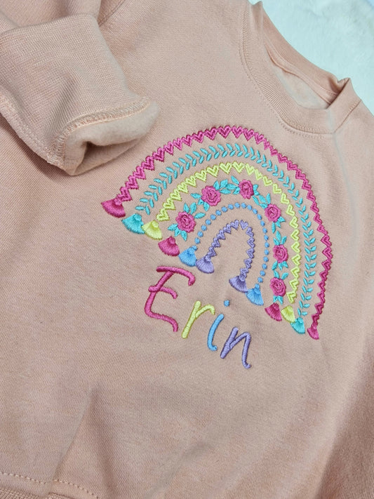 Personalised Embroidered Rainbow style patterned Sweatshirt