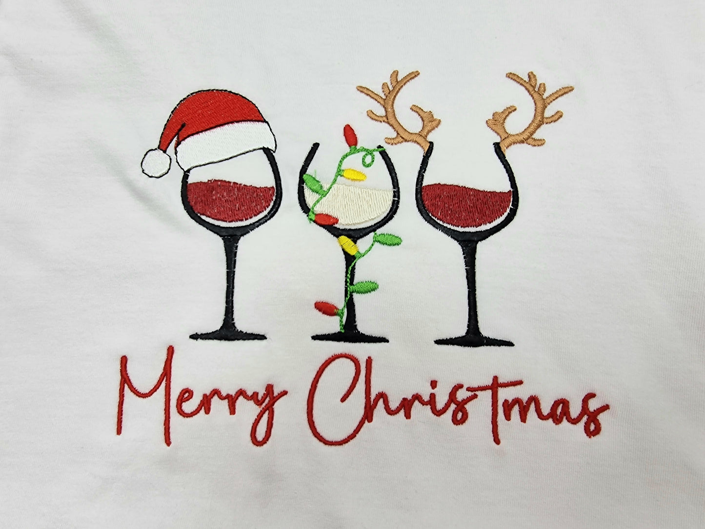 Merry Christmas wine glass T-shirt