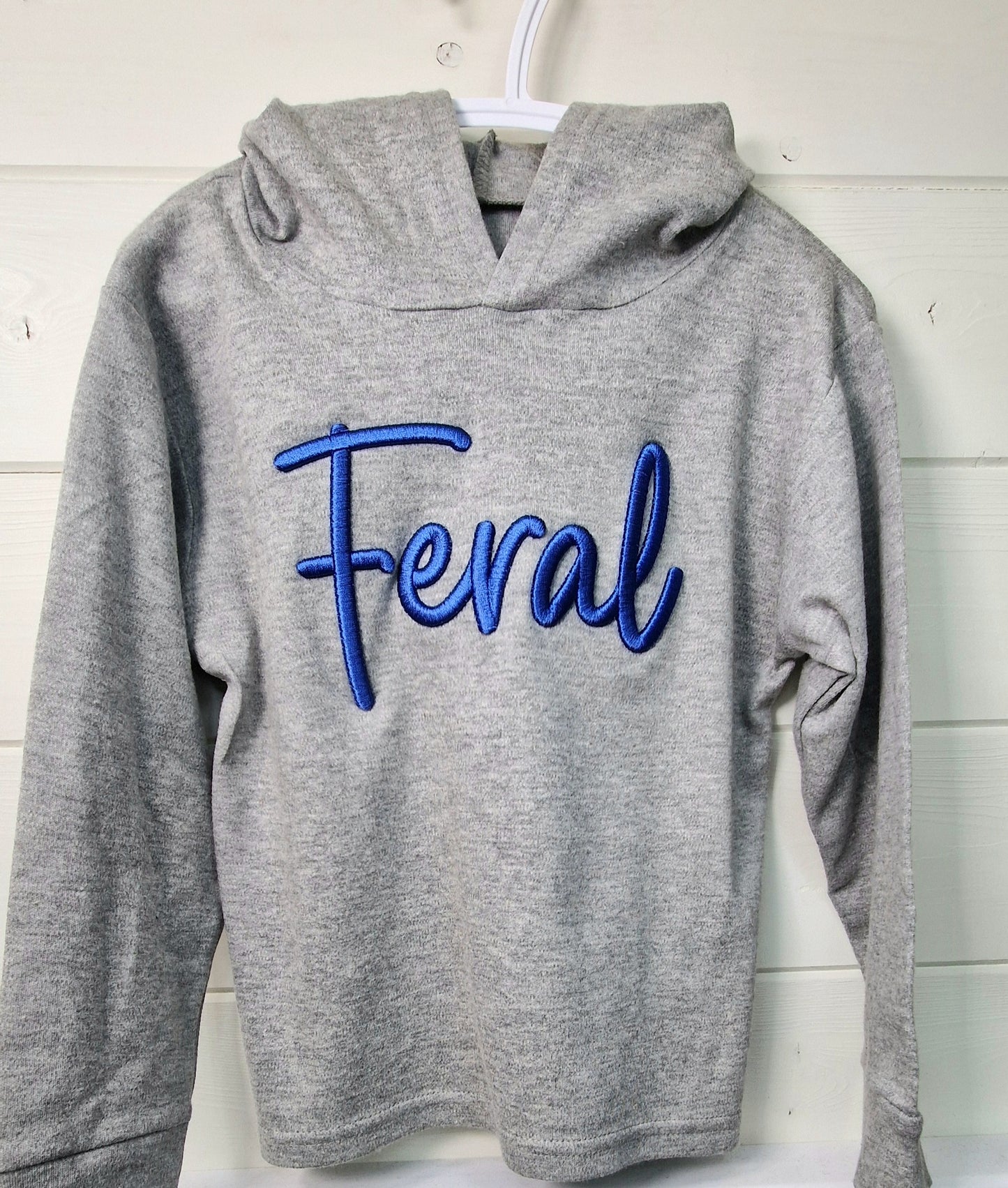 3D Embroidered kids Feral long sleeve hooded t-shirt