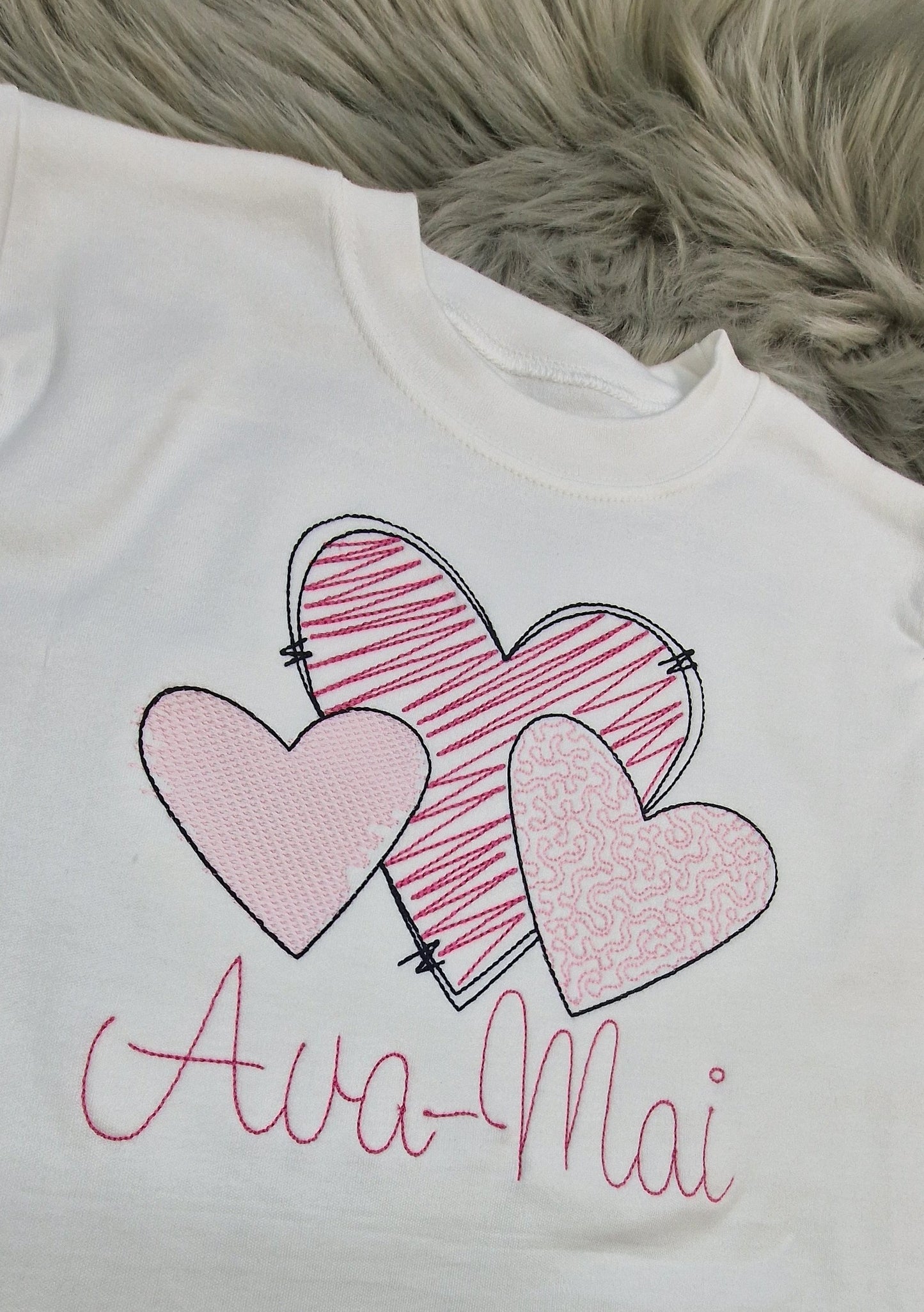 Kids Personalised embroidered scribble heart Tee