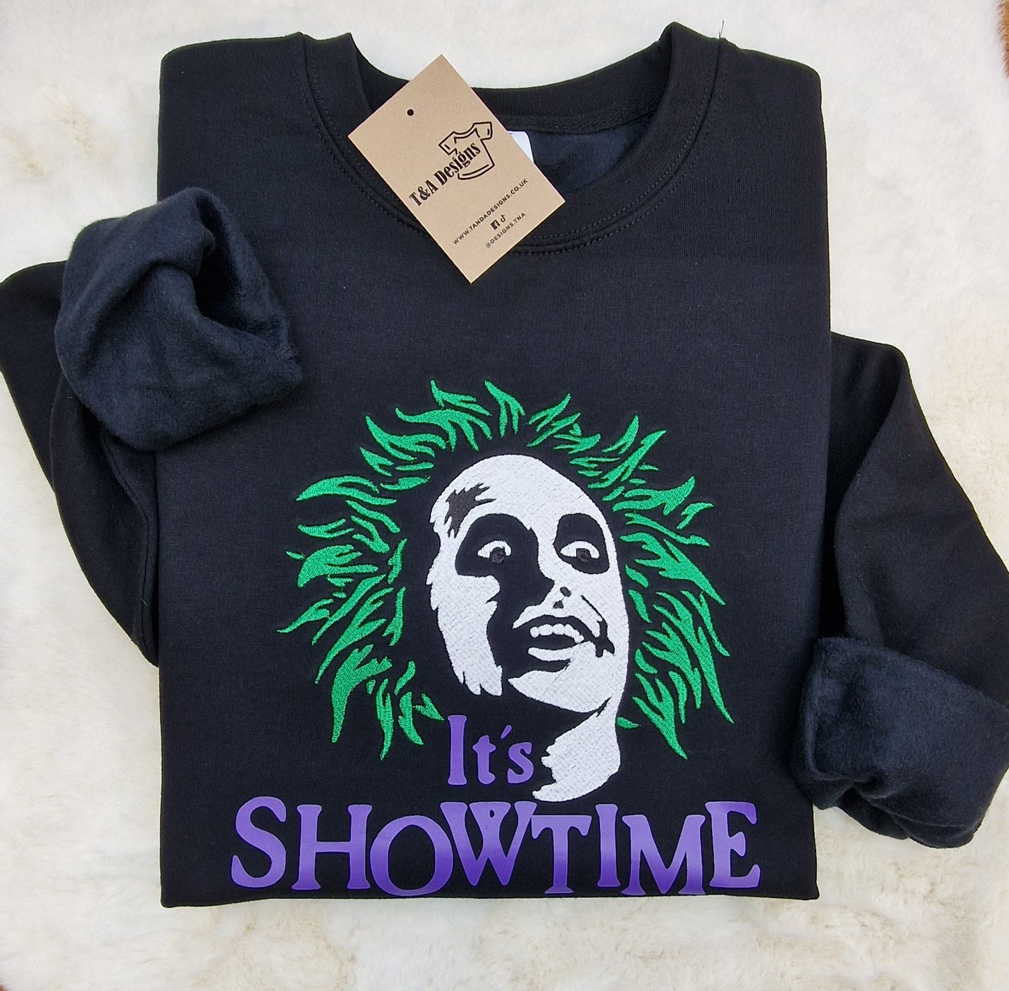 Its showtime! embroidered face halloween sweater