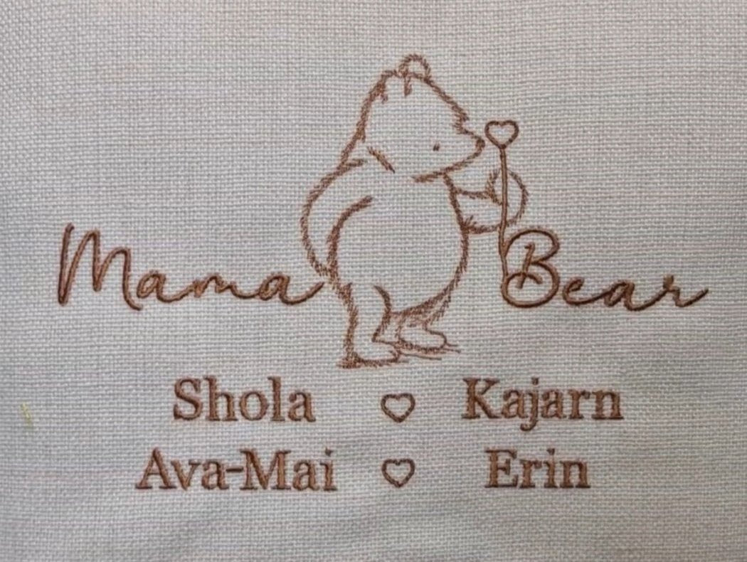 Personalised Embroidered Mama Bear Cushion