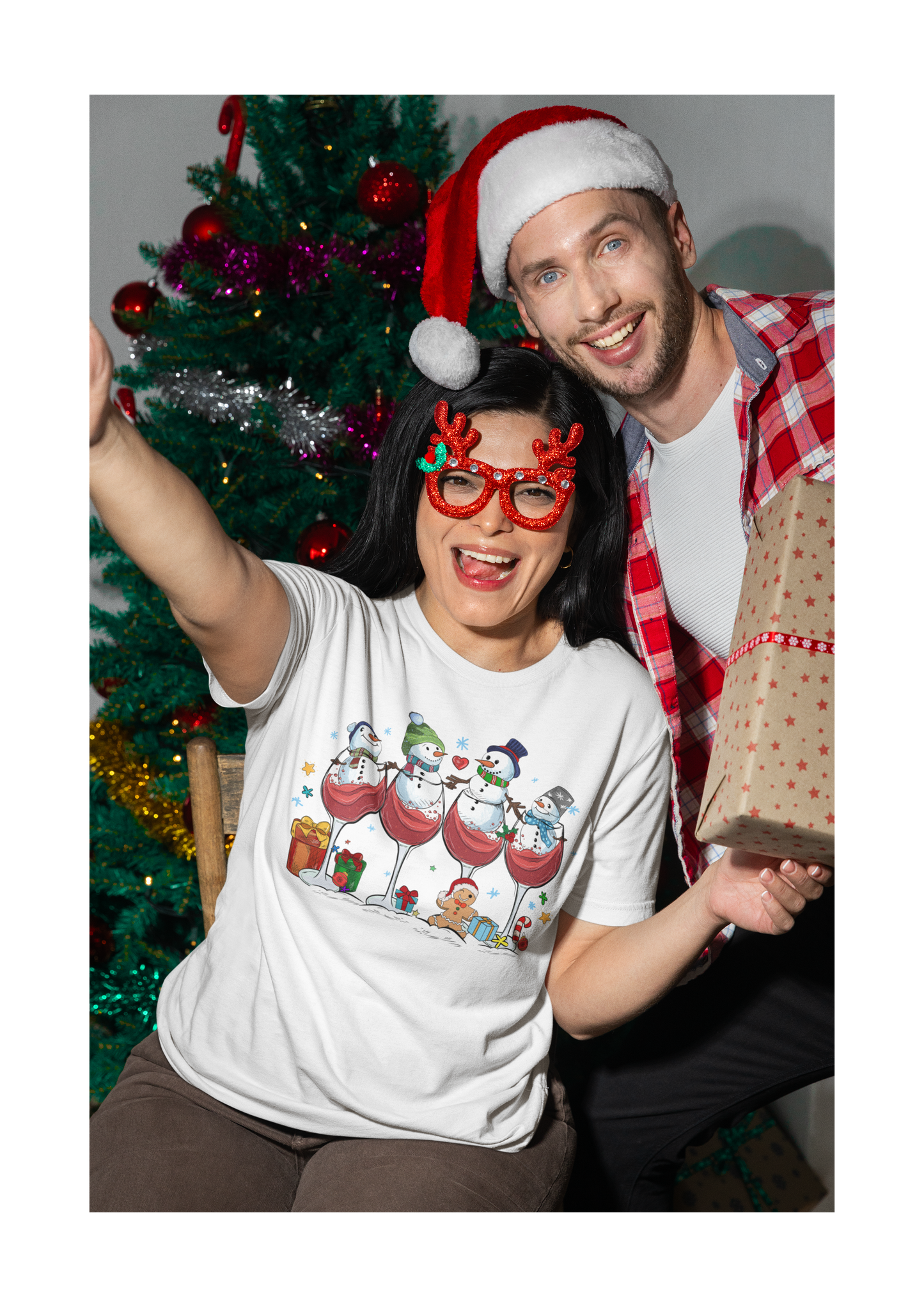 Wine snowman Christmas T-shirt