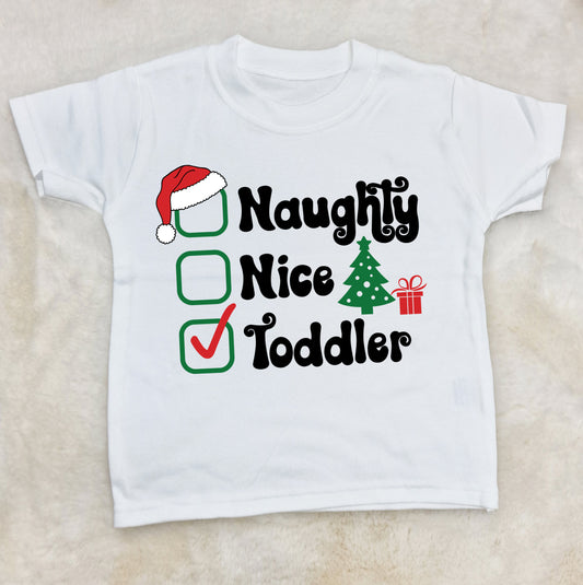 Naughty Nice Toddler Xmas T-shirt