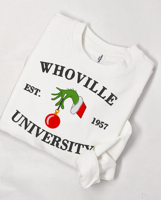 Whoville University embroidered Christmas Sweater