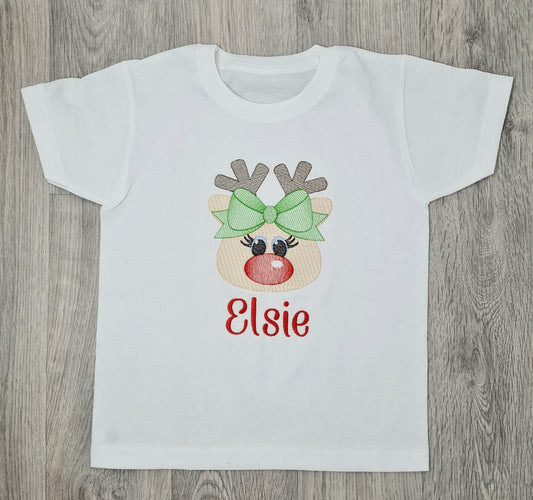 Personalised Embroidered Reindeer T-shirt