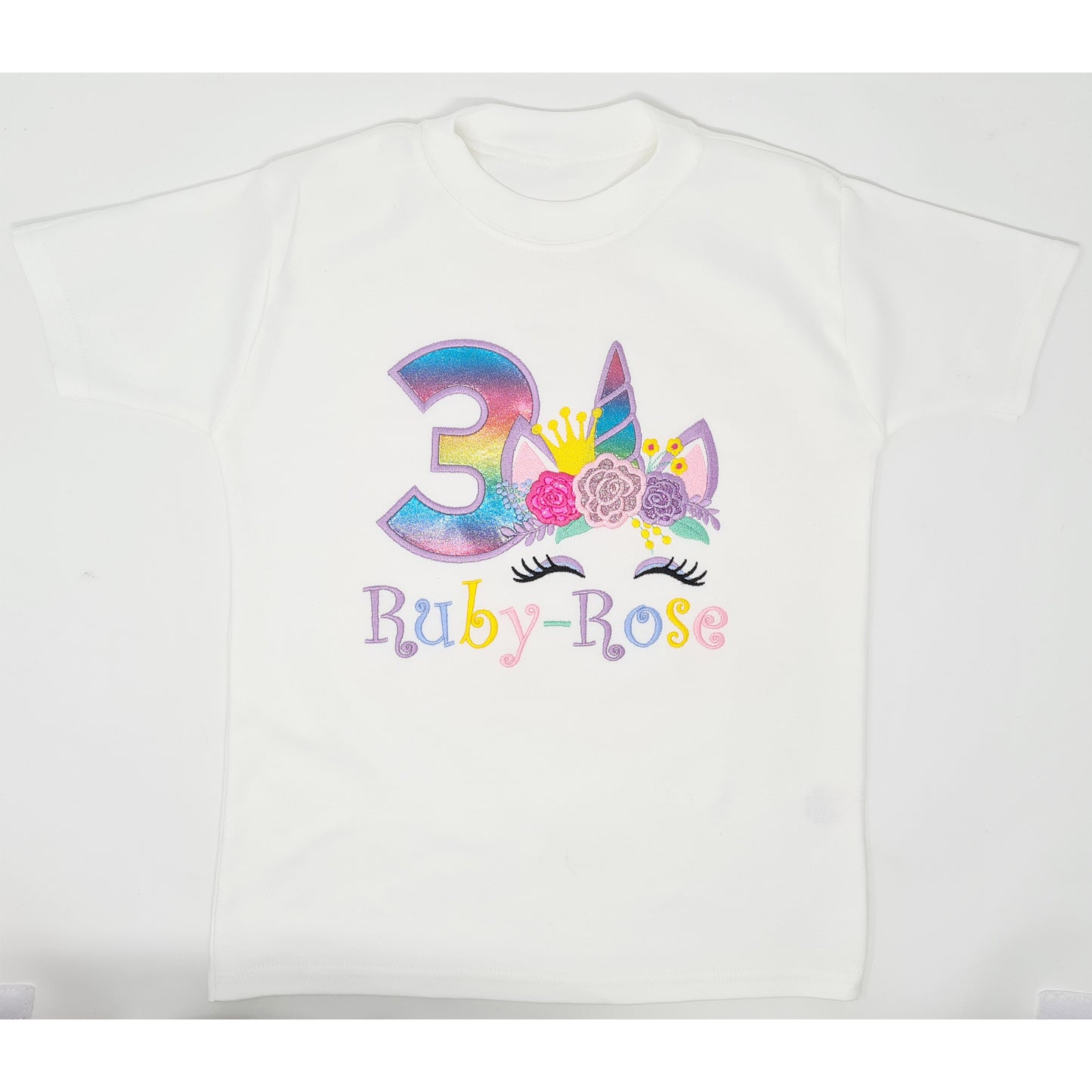 Rainbow unicorn birthday T-shirt